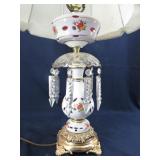 Vintage Bohemian Cut to Ruby Glass Lamp