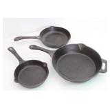 (3) American Camper Cast Iron Skillets