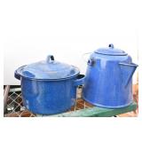 Blue Enamel Coffee Pot , Pot