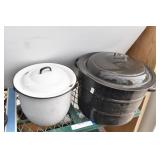 Water Bath Canner & Vintage Enamel Chamber Pot