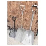 (2) Aluminum Scoop Shovels & Suncast Shovel