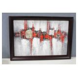 Large Abstract Art Painting  w/Chunky Frame
