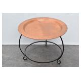 Wrought Iron Accent Table with Copper Tray Top