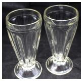 (2) Heavy Ice Cream Milkshake Tall Ribbed Glasses