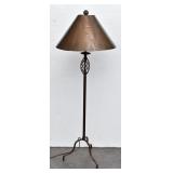 Western Floor Lamp w/Punched Tin Cow Skull Shade