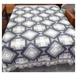 Grey Diamond & Crosses Scalloped Edge Quilt