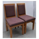 (2) Oak Straight Back Upholstered Dining Chairs