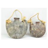(2) Rope Tie Wall Hanging Pottery Water Jugs