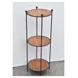 (3 Tiered) Bamboo & Metal Round Shelf/Stand