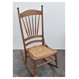 Vintage Oak  Short Rocking Chair w Cane Seat