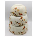 (3) HALL Superior Autumn Leaf Mixing/Serving Bowls