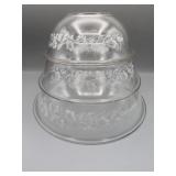 (3) PYREX Colonial Mist Clear Glass Mixing Bowls