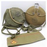 (2) Boy Scouts Felt Covered Canteen, Mess Kit &..