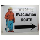 Lg Smoky the Bear WILDFIRE EVACUATION ROUTE Sign