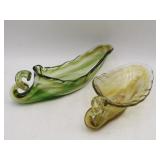 (2) End of Days, Hand Blown Colored Glass Nappies