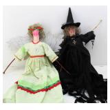 (2) Folk Art Hand Crafted Holiday Dolls