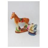 Vintage Carnival Chalk Horse & Ship Figurines