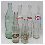 Collection of (6) Glass Soda Pop Bottles
