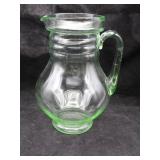 Hand Blown Light Green Art Glass Carafe/ Pitcher