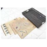 Large Plastic Wicker Tray w/4 Resin Leaf Placemats