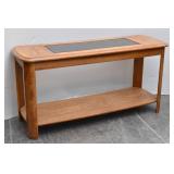 Oak Sfa Table w/Glass Top & Bottom Shelf