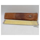 Vtg. Pickett 244 Yellow Slide Rule In Leather Case