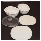 2-PYREX Corning Ware Oval Baking Dishes w Plastic