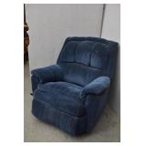 Blue Corduroy Puffy Swivel Rocking Recliner