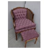 Mid-Century Cane Barrel Club Chair w/Foot Stool