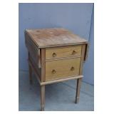 Oak Dropleaf Side Table w/2 Drawers