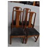(4) Fiddle Back Dining Chairs w/Velvet Seats