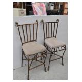 (2) Brown Metal Ornate Bar Stools w/Cushioned