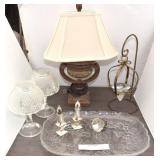 Nice Table Lamp & Candle Holders + S&P