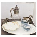 Silver  Handle Carafe, Swan Napkin Holder & More