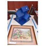 Handmade Blue Birdhouse & Picture