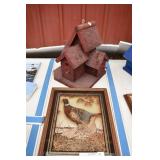 Handmade Rusty Red Birdhouse & Picture