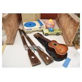 Toys: Guns, Fisher Price Record Player, Toy Guitar