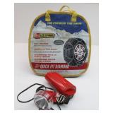 Tire Chain, Electric Lantern +Card Ash Tray Set