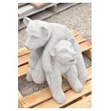 Concrete "Playing Bear Cubs" Statue Yard Decor