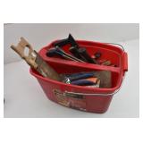 Divided Rubbermaid Tote with Assorted Tools