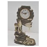 Table Top Clock Wolves and Cub
