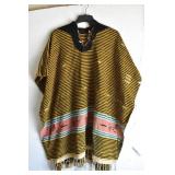 Long Wool Poncho w/Fringe