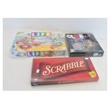 (3) Family Board Games: Clue, Life & Scrabble