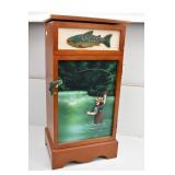 Small Cabinet w/Fisherman & Fish Designs