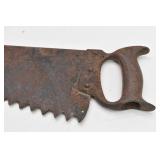 Antique Rusty Ice Saw w/Big Teeth & Metal Handle