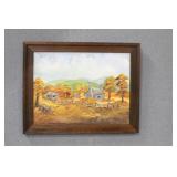 Original Signed "Homestead" Painting Wood Frame