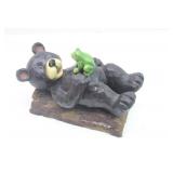 Bear On A Log w/ A Frog Decor