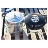 Weber Charcoal Grill & Small Tin Waste Basket