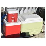 (3) Igloo Coolers- Wheelie, Square Beverage,