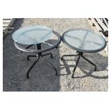 (2) Metal Patio Side Tables w/ Glass Tops